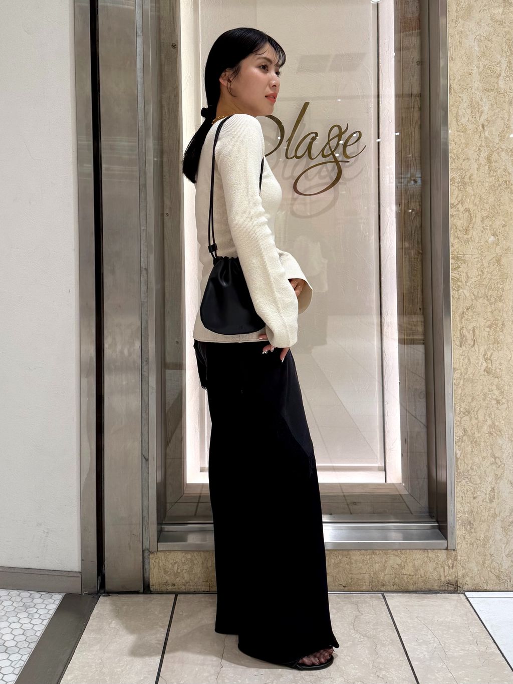 Silk mix lace ストールのコーディネートスナップ（mizuki）｜Plage