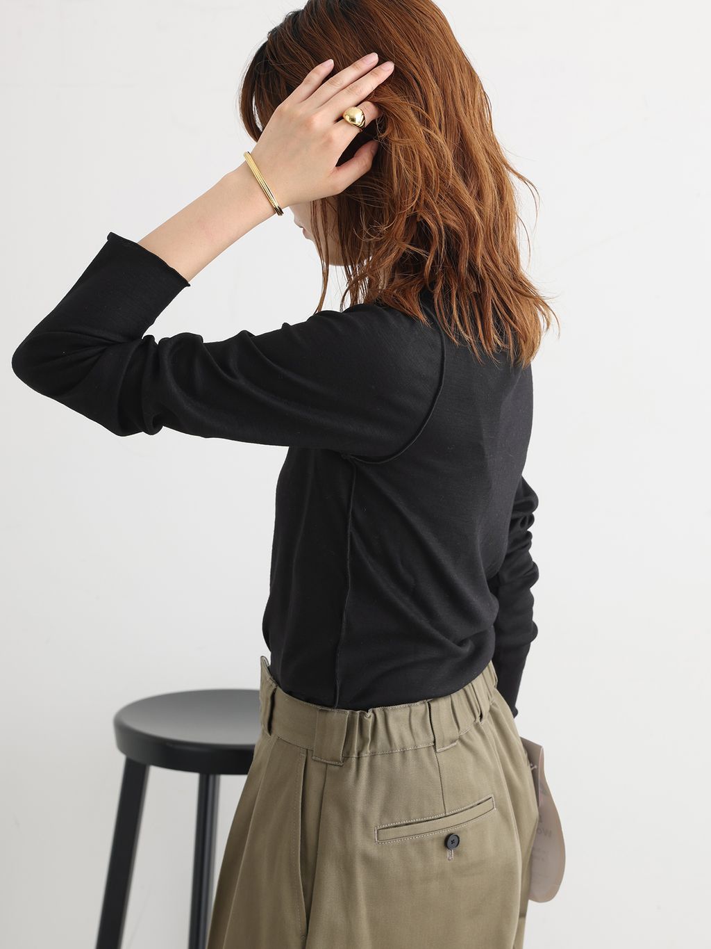 JANE SMITH/ジェーンスミス WOOL RIB FRONT STRING PULLOVER プル