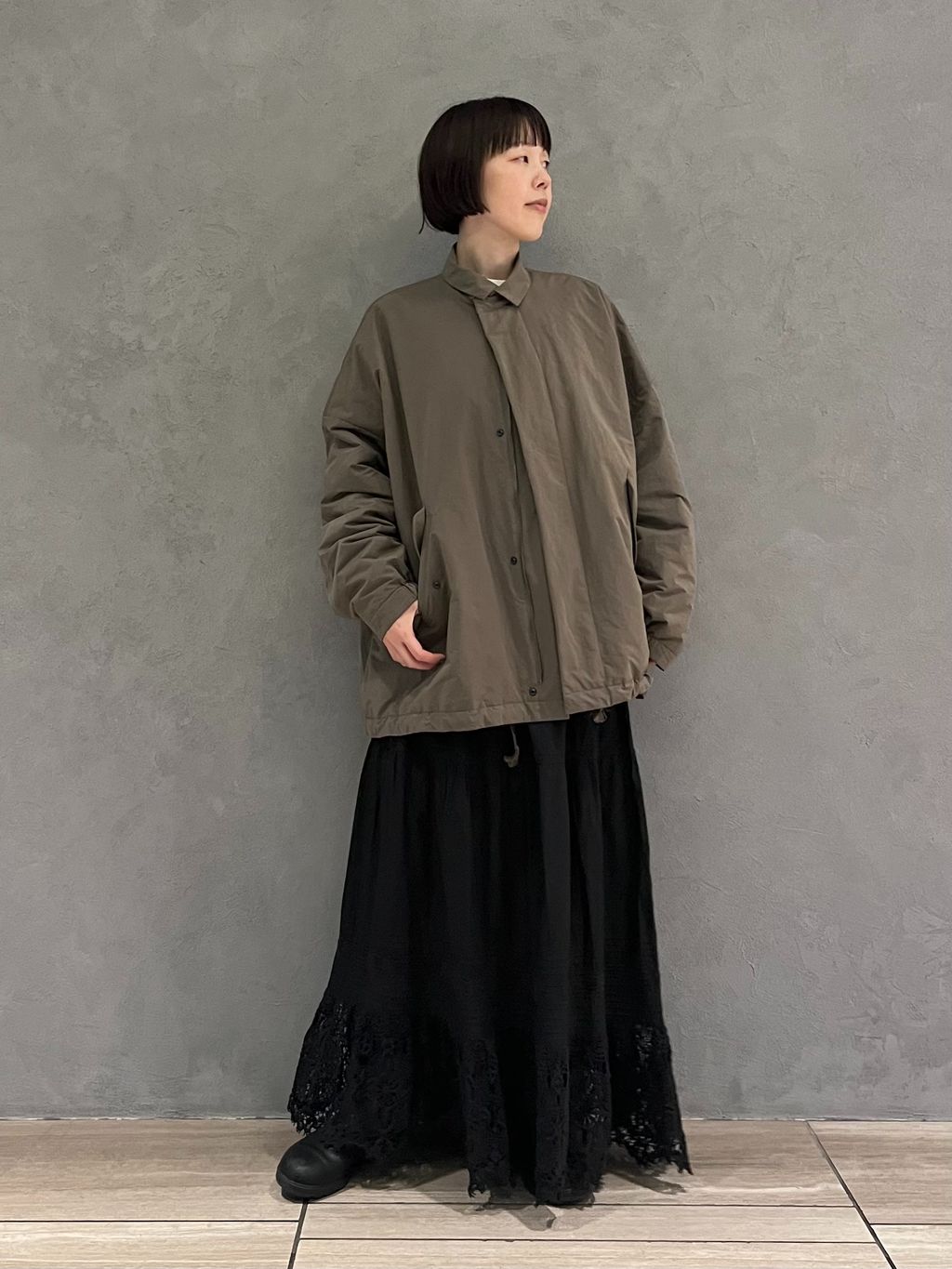 ジャーナルスタンダードラックス | ウェザー スタンドカラーコート 予約》ウェザー スタンドカラーハーフコートのコーディネートスナップ