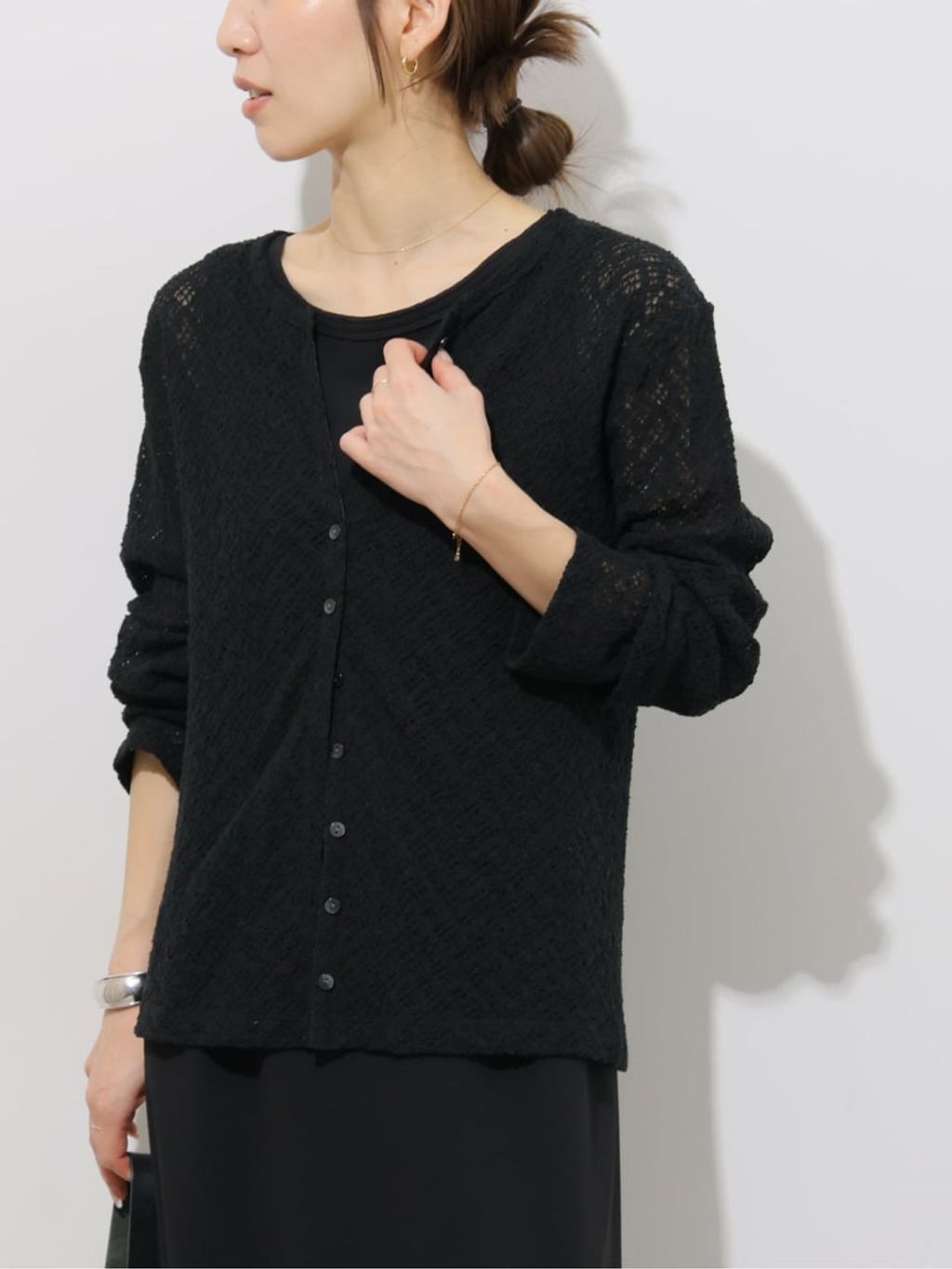 【coco no9様限定】JOURNAL STANDARD relume カーデ 予約》ストレッチラッセルレースクルーネックカーディガンの