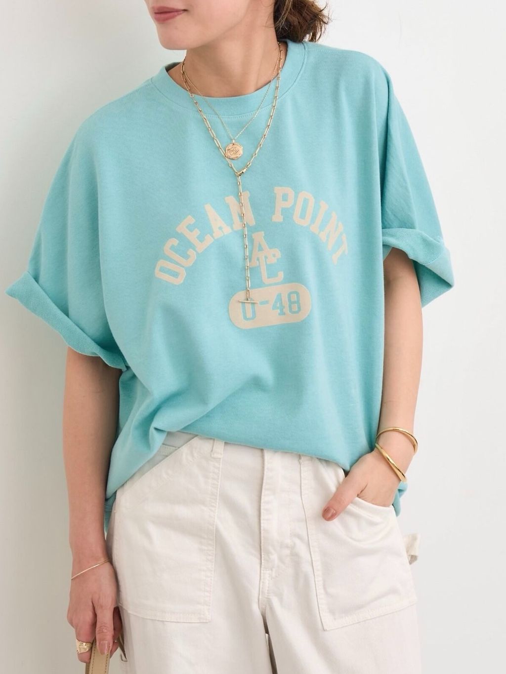 AMERICANA/アメリカーナ】 Short Sleeve Cut Off Sweatの