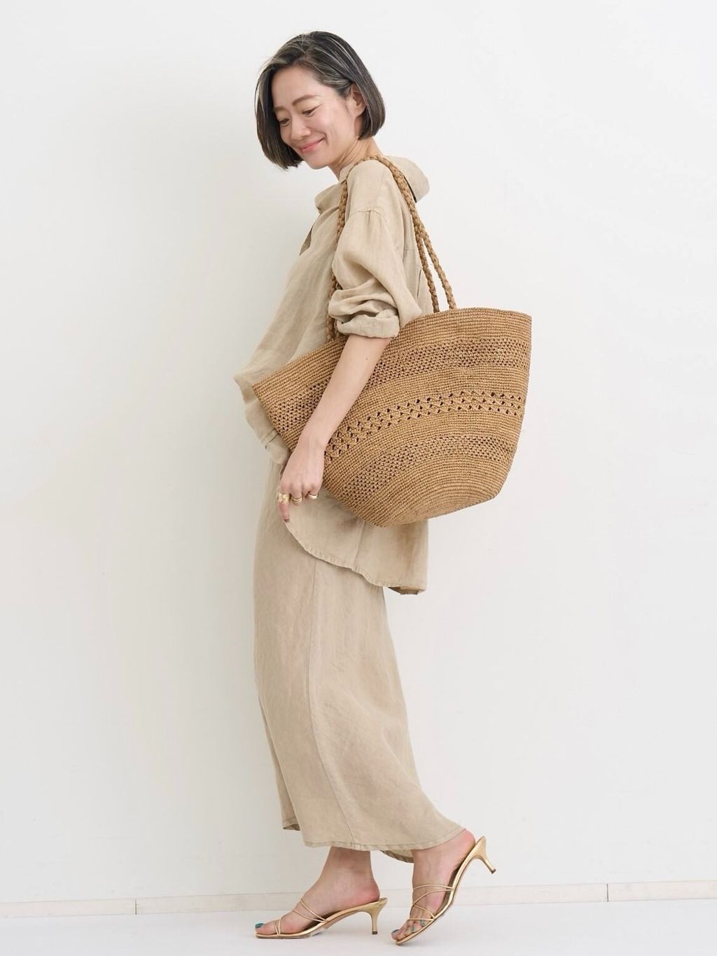 L’Appartement アパルトモン SUN&GREEN ラフィアバッグ SUN AND GREEN/サンアンドグリーン】 RAFIA TOTE BAGのコーディネート