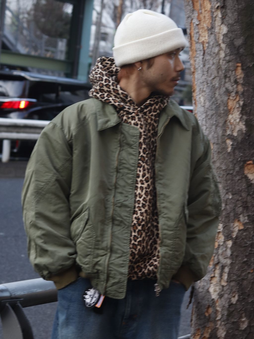 ANCELLM × WISM 別注 FADED BOMBER JACKET EXのコーディネートスナップ