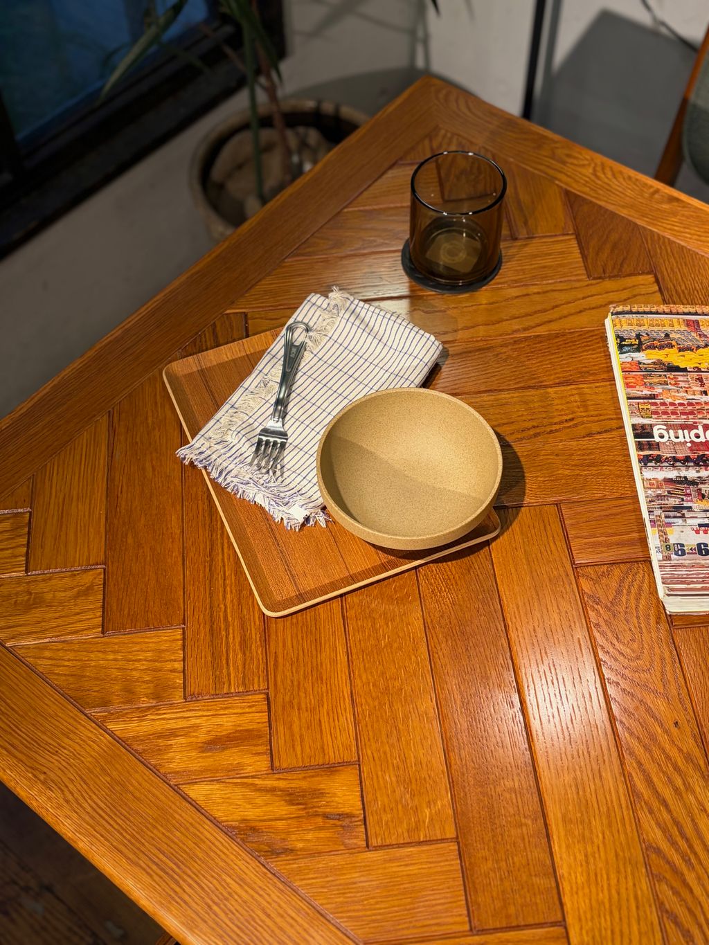 大型商品》WARNER DINING TABLE-S herringbone ワーナーダイニング