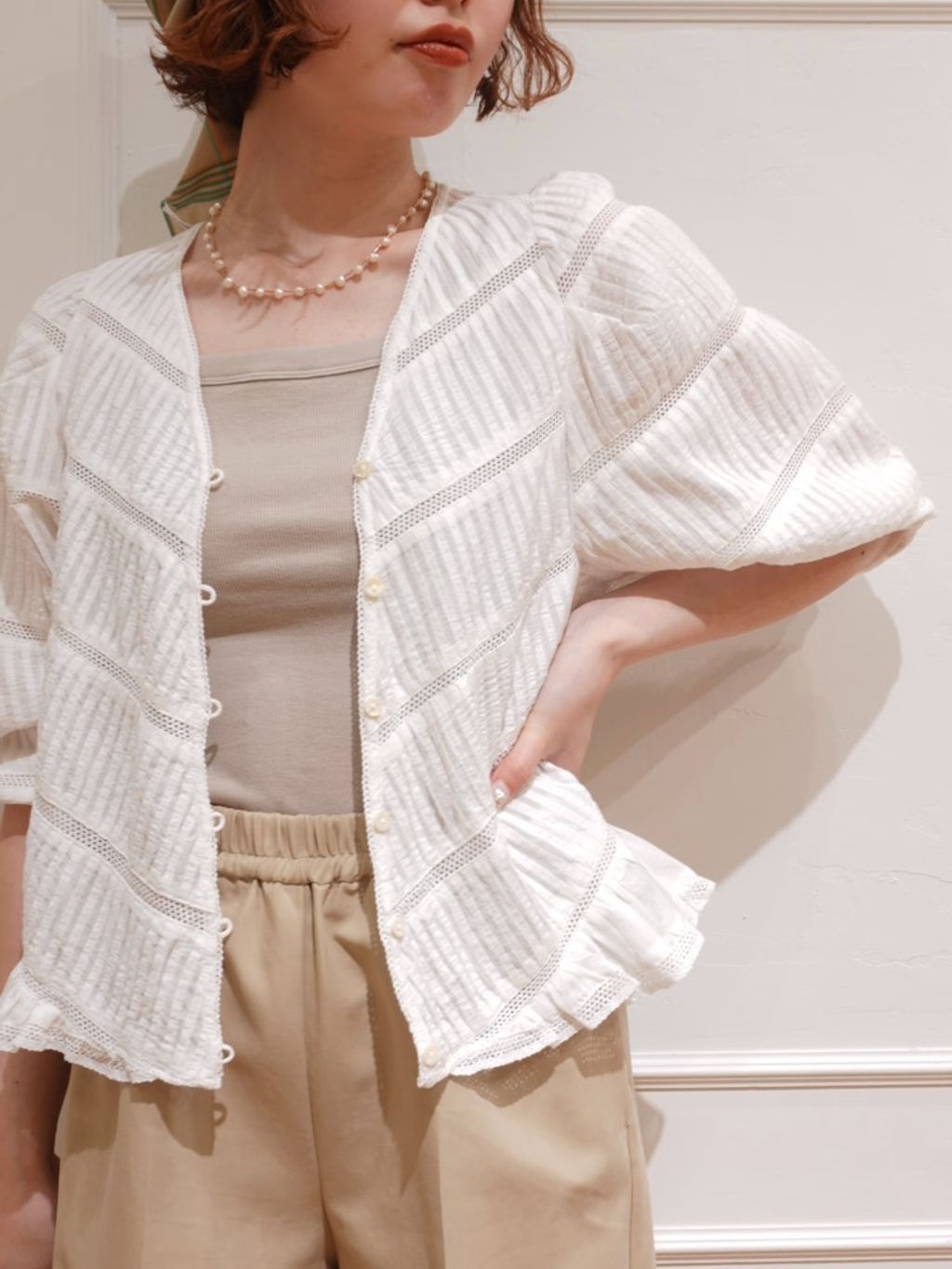 IENA LA BOUCLE タックブラウスのコーディネートスナップ（Mai）｜IENA