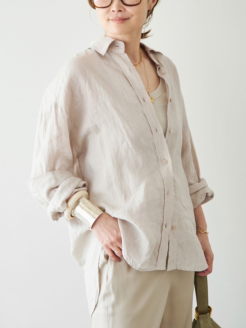 予約》* Linen シャツのコーディネートスナップ（MIZU）｜Deuxieme