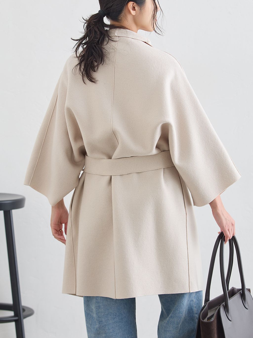 予約》HARRIS WHARF LONDON 別注 Women kimono mantle pressed wool