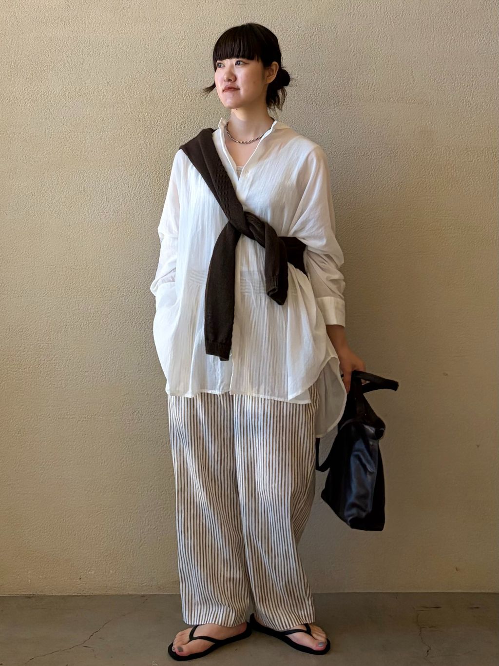 journal standard luxe スキッパー CLストライプ イージーテーパーパンツのコーディネートスナップ（A.S
