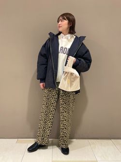 中綿ボリュームフードブルゾンのコーディネートスナップ（Nana