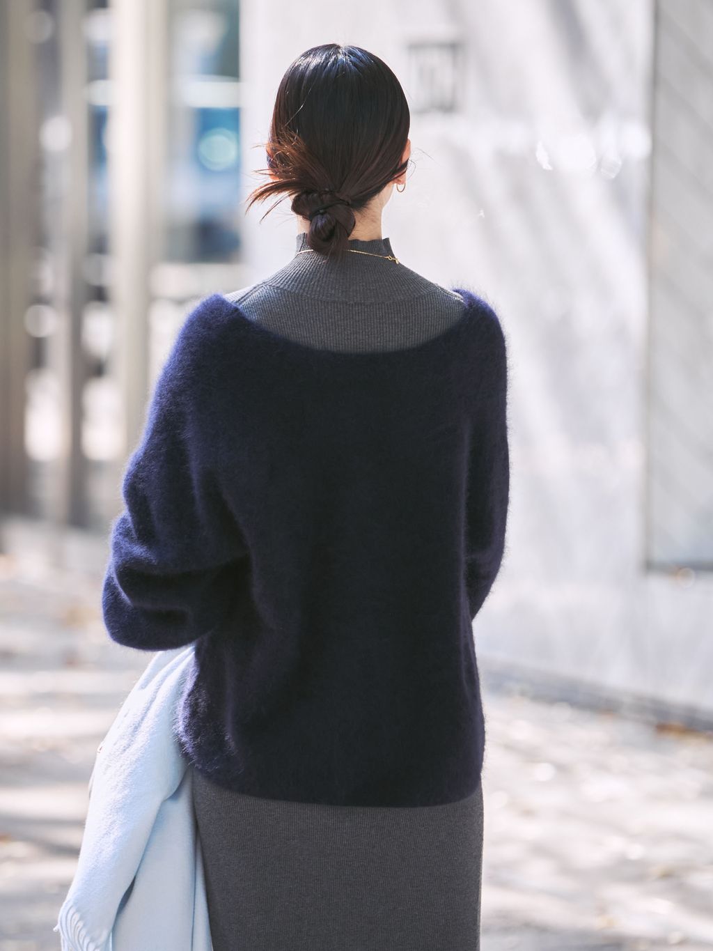 ノーブル NOBLE ファーニット2WAYパフスリーブニット （ネイビー