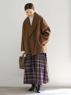 Super160 ショールカラーハーフコートのコーディネートスナップ（Suzy