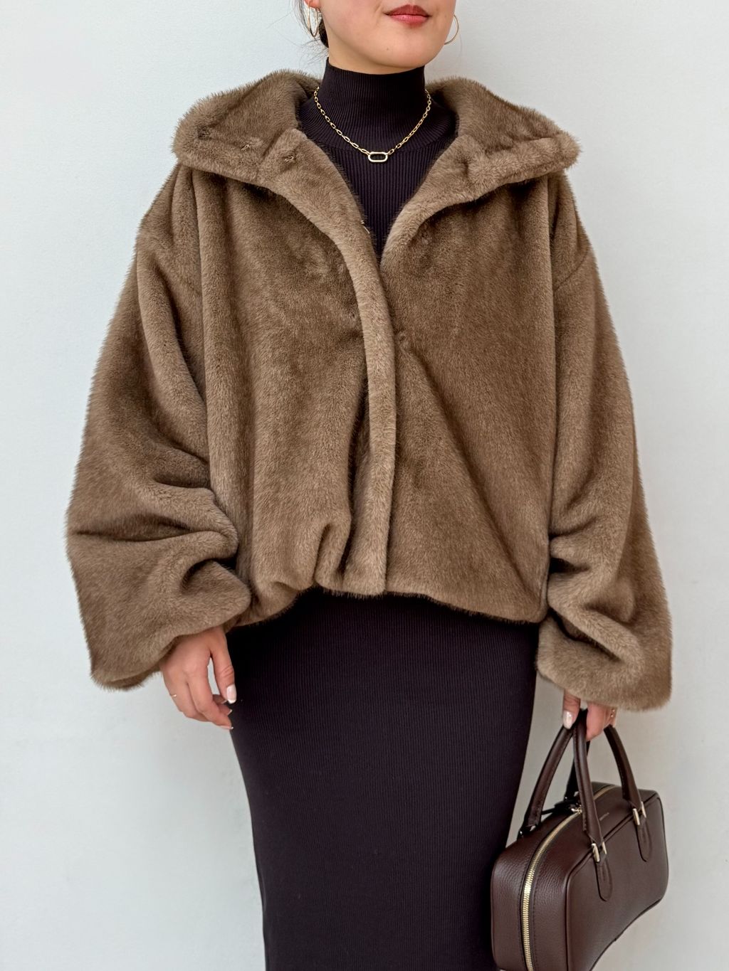 エコファースタンドカラーミドルブルゾンのコーディネートスナップ