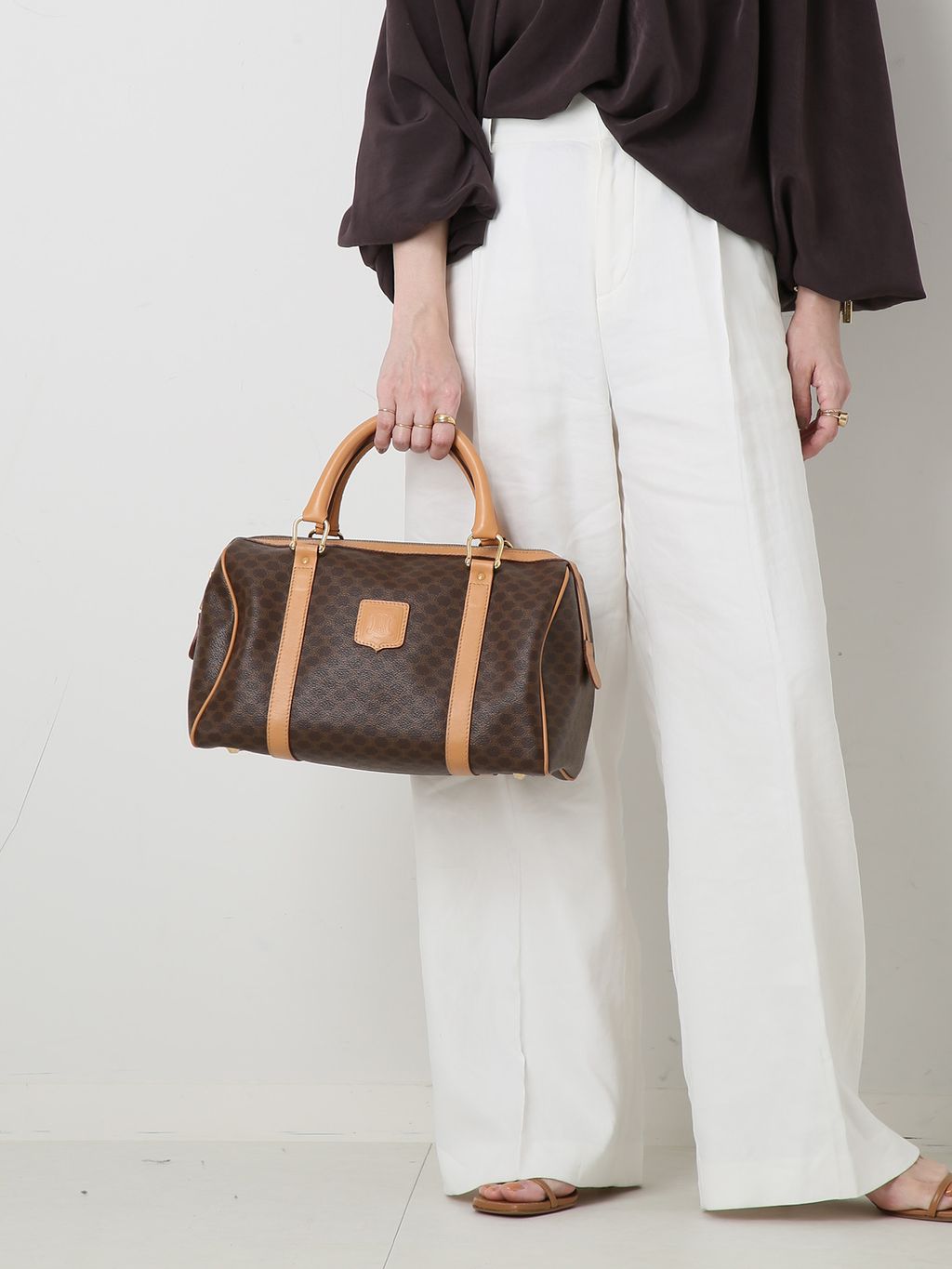 VINTAGE CELINE/セリーヌ】マカダム ボストンバッグ 30の