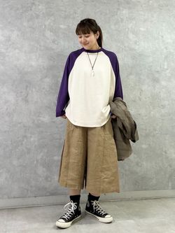 バックサテンCPOシャツブルゾンのコーディネートスナップ（M.F