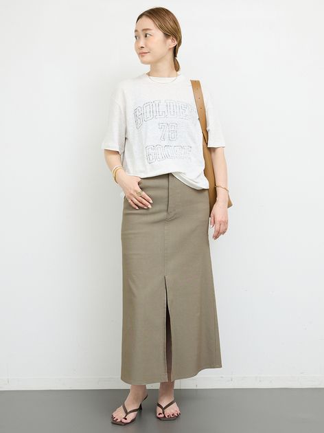 STRETCH TWILL B/FLARE スカートのコーディネートスナップ（MIZU