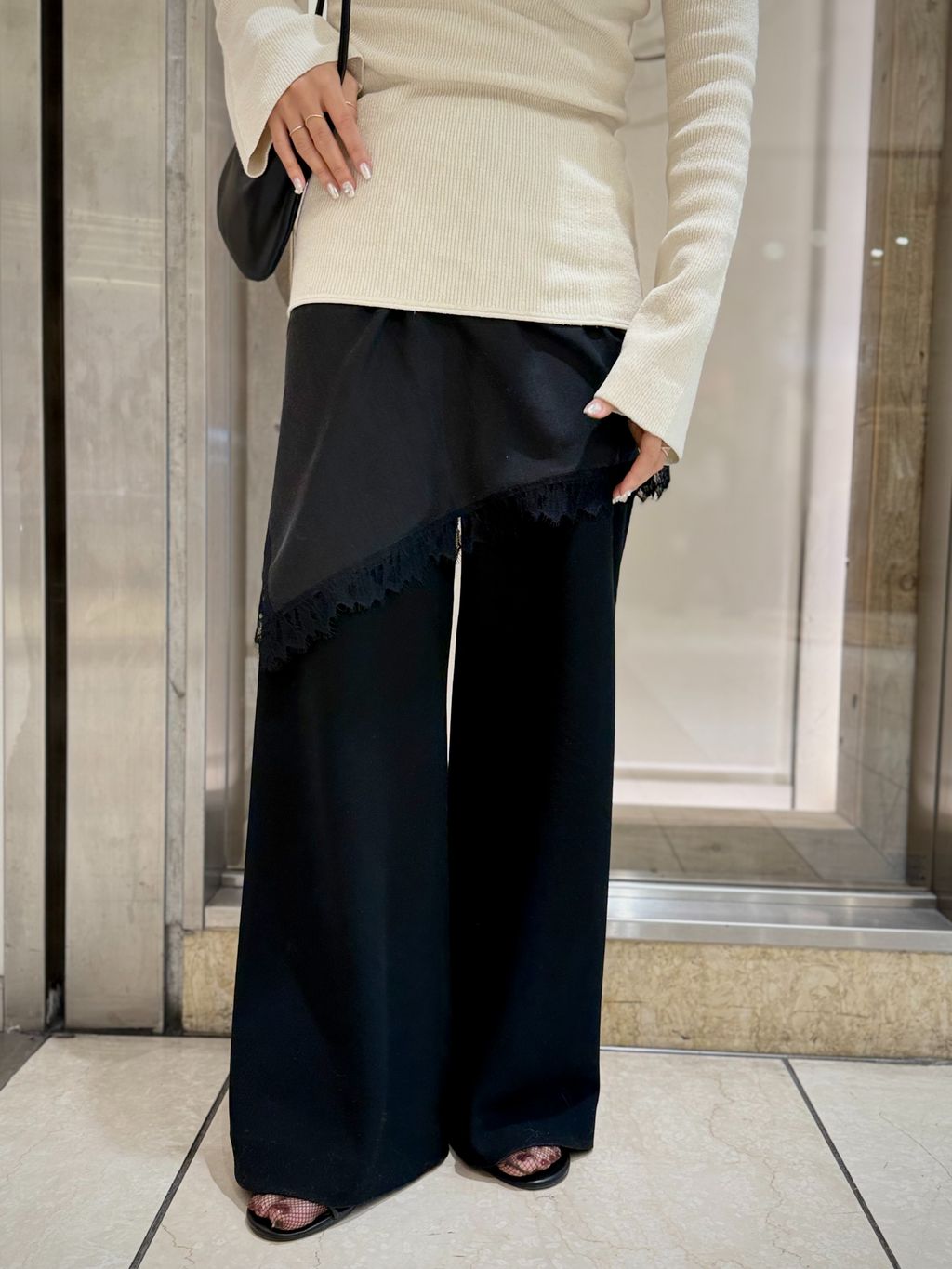 Silk mix lace ストールのコーディネートスナップ（mizuki）｜Plage