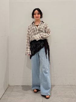 コットンチェックワッシャーシャツのコーディネートスナップ（さや