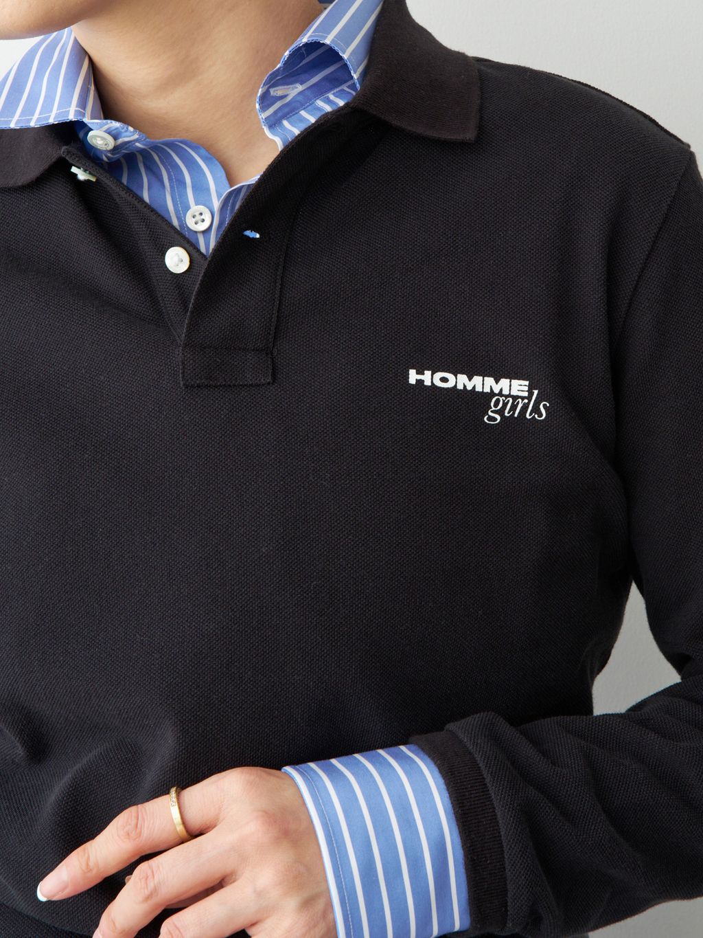 HOMME GIRLS/オムガールズ】Long Sleeve Pique ポロシャツの