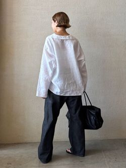 追加》ソフトリネン セーラーシャツのコーディネートスナップ（Y.S