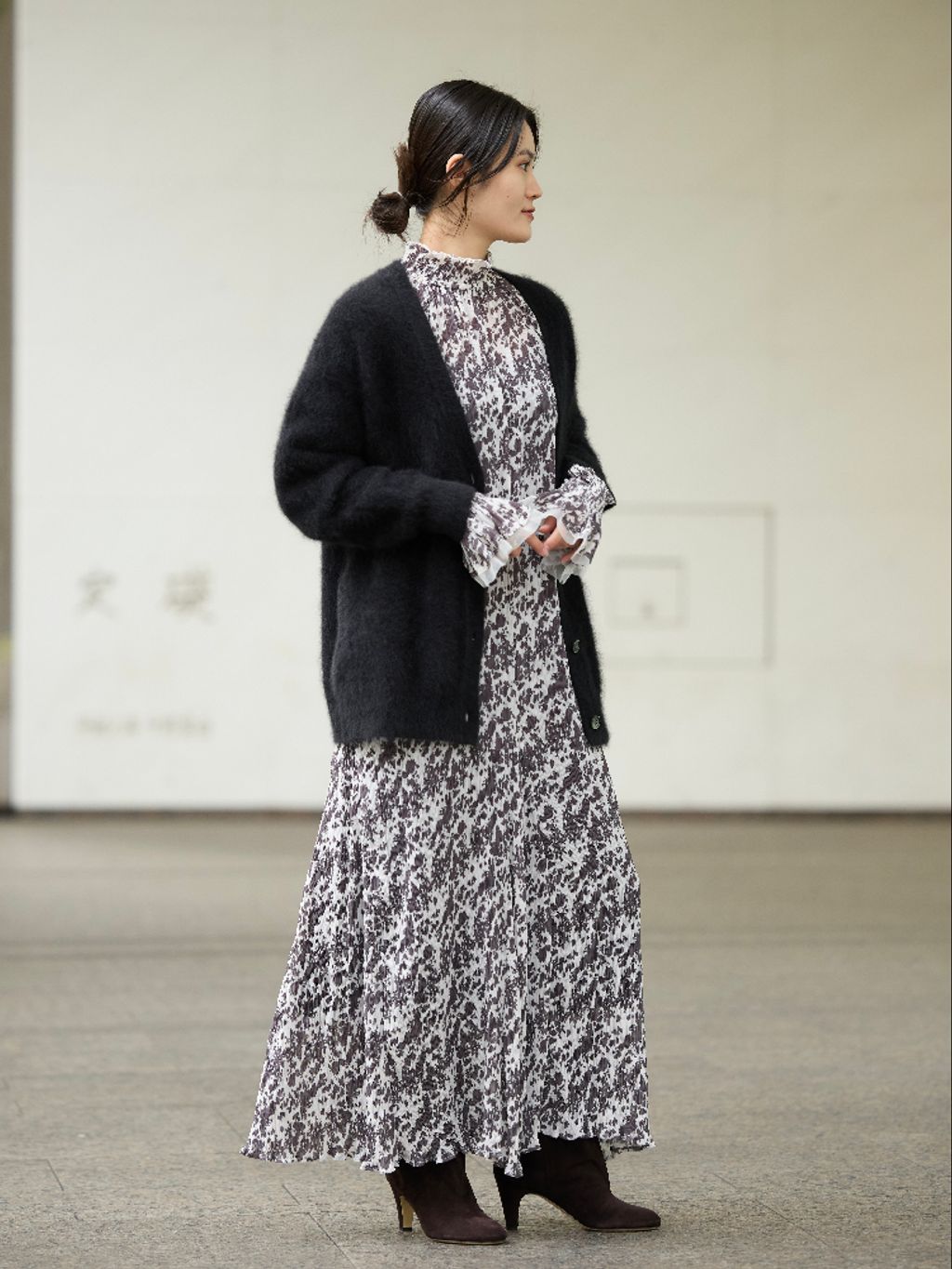 IENA LA BOUCLE プリントプリーツワンピースのコーディネートスナップ