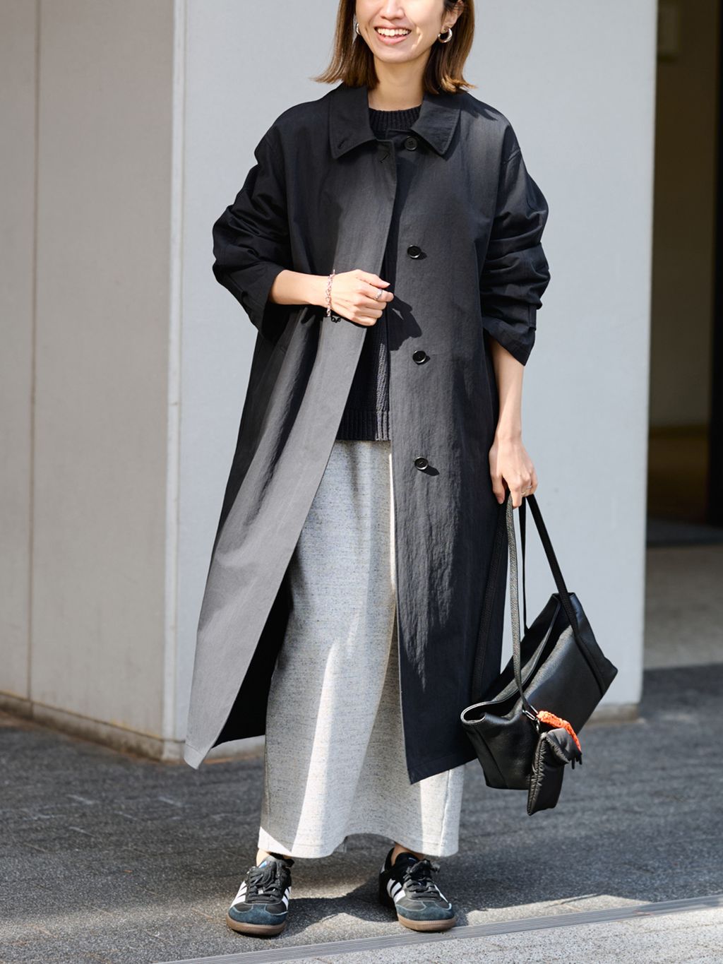 コットンナイロンステンコートのコーディネートスナップ（tomo