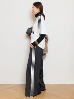 ADIDAS/アディダス】SATIN WIDE LEG TRACK パンツ（BLACK）の