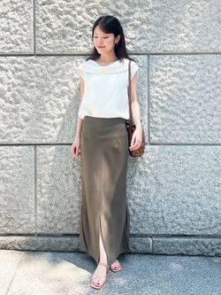 追加》【洗える】ヘビーキュプラオフタートルカラーブラウスの