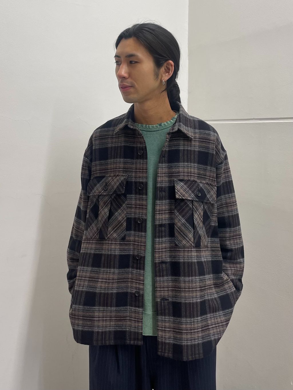 TR モダン ツイル ワイド スラックス / ストライプ / 無地の
