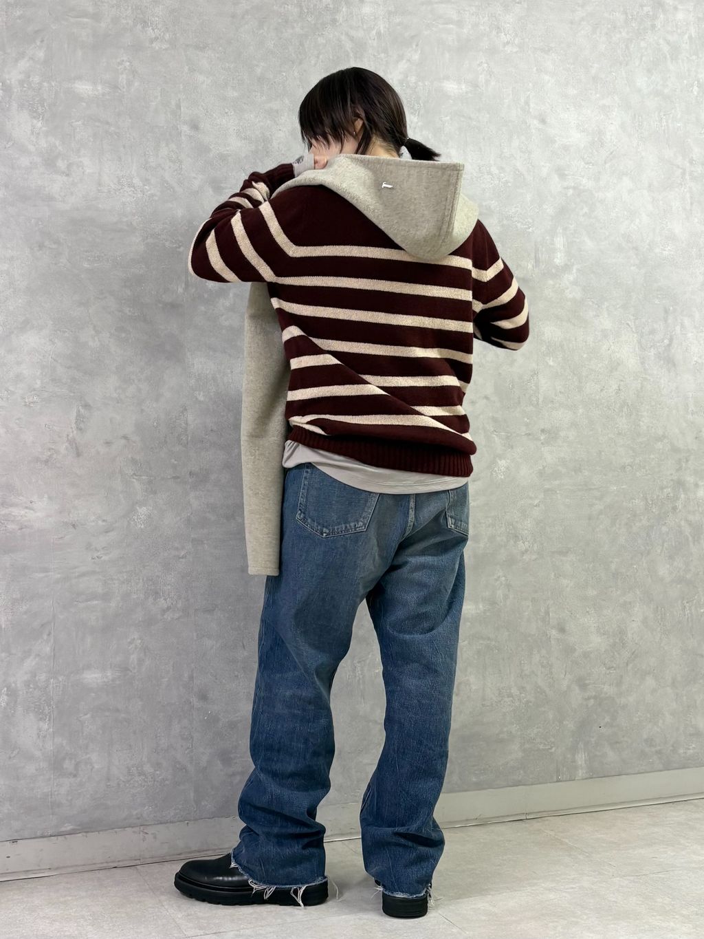 【美品】ジャーナルスタンダードラックス　ARMEN ロングベスト　リバーシブル Modele Particulier ARMEN】WOOL STRIPE PULのコーディネートスナップ