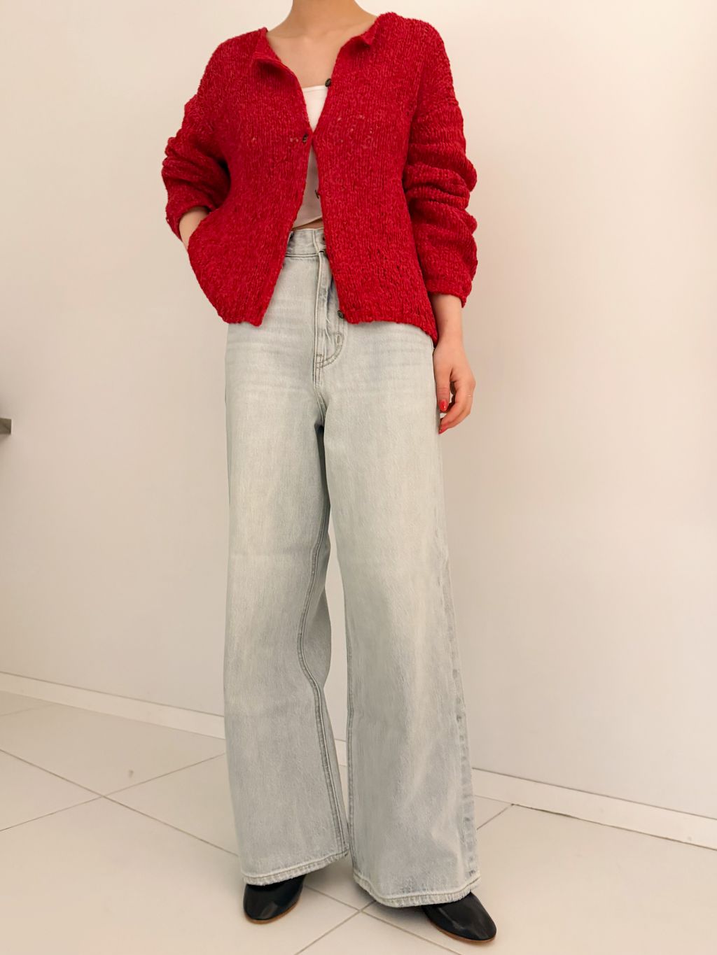 Fringe yarn カーディガンのコーディネートスナップ（TSUJI）｜Plage