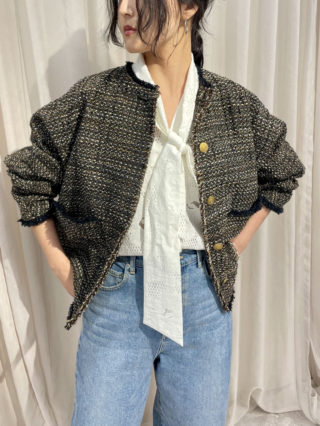 予約》GIOLICA TWEED ドルマンジャケットのコーディネートスナップ
