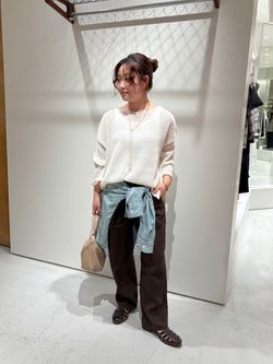 スピックアンドスパン♡パンツスーツ セットアップ可》ハイブリッドリネンイージーパンツのコーディネート