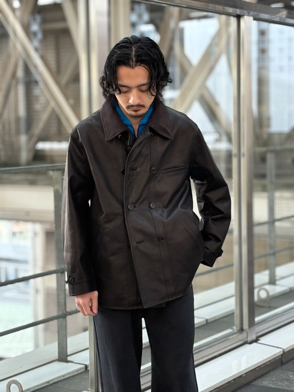 L`etiquette × EDIFICE】Le Corbusier レザー ジャケットの