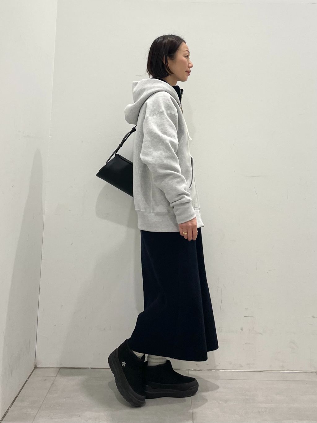 追加2》スウェットライクハーフジップワンピースのコーディネート