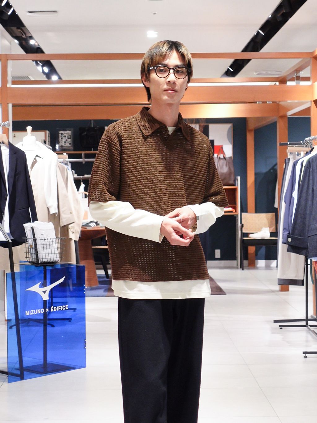 AURALEE (オーラリー) TUSSAH SILK COTTON MESH KNIT SKIPPER POLOの