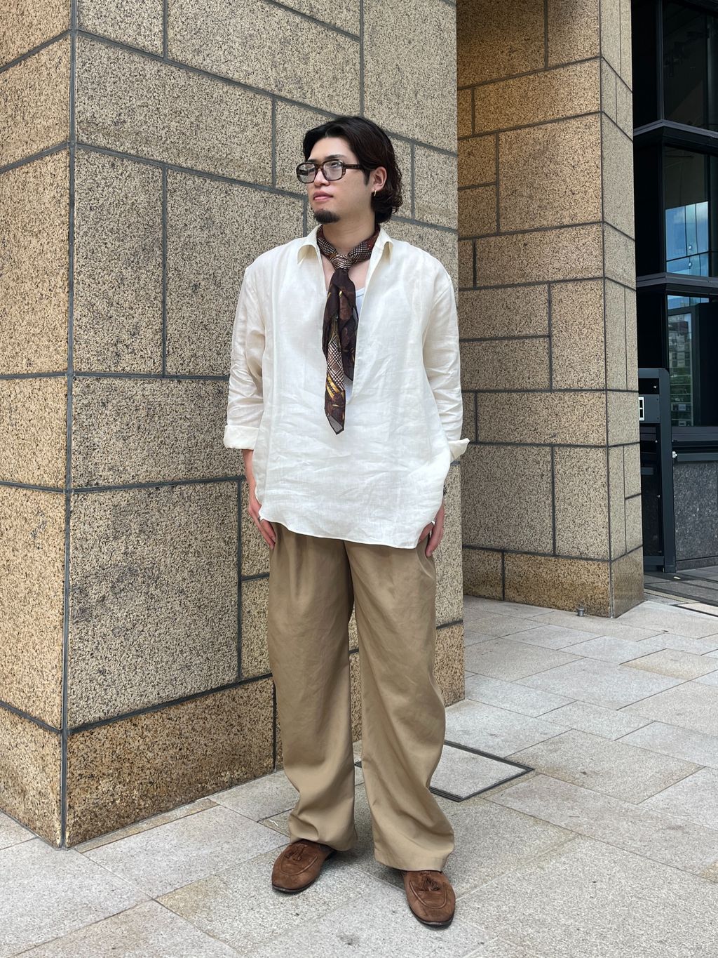 リネン スキッパー シャツのコーディネートスナップ（やまだ ゆうや 