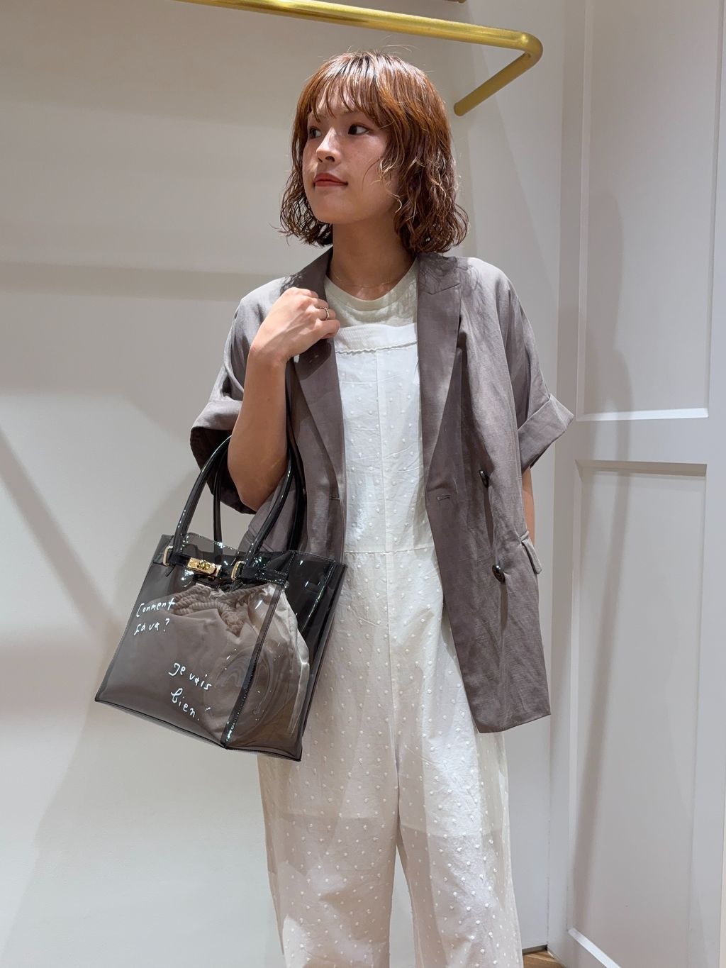 セットアップ対応可》リネン混ハーフスリーブジャケットの 