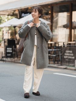 TICCA / ティッカ ノーカラーテントコートのコーディネートスナップ