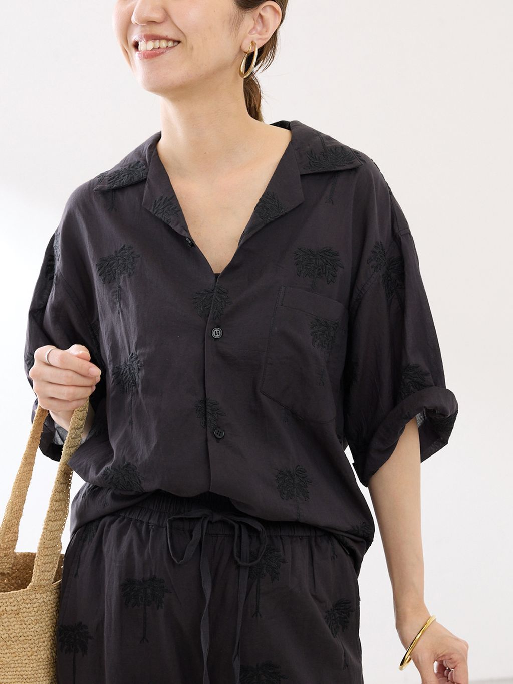 COUTURE DADAM/クチュールドアダム parm tree embroidery シャツの