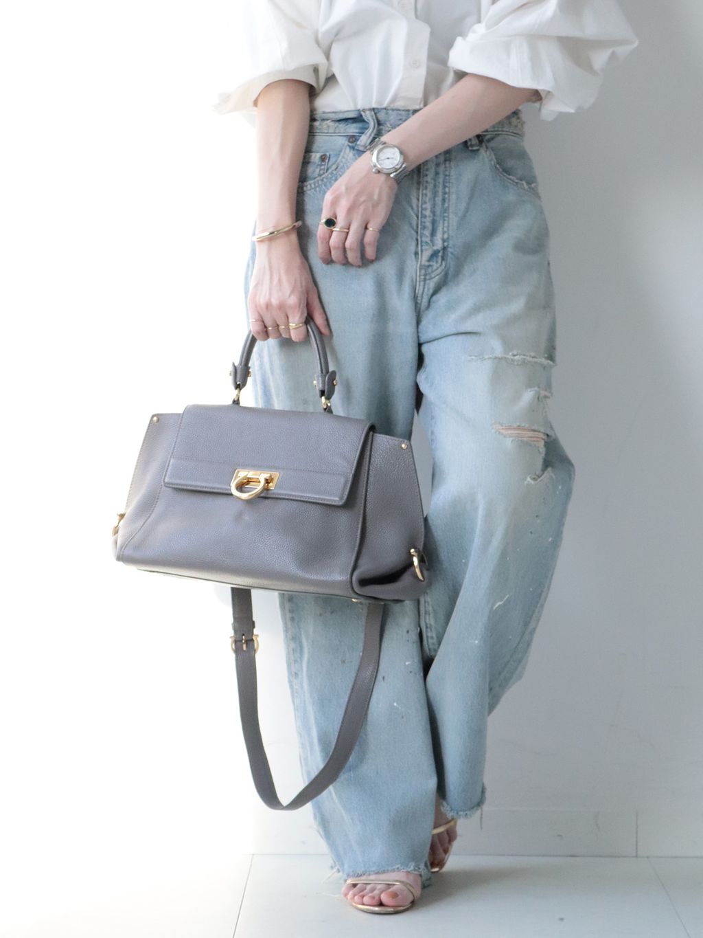 VINTAGE FERRAGAMO/フェラガモ】Sofia 2wayバッグ ganciniの