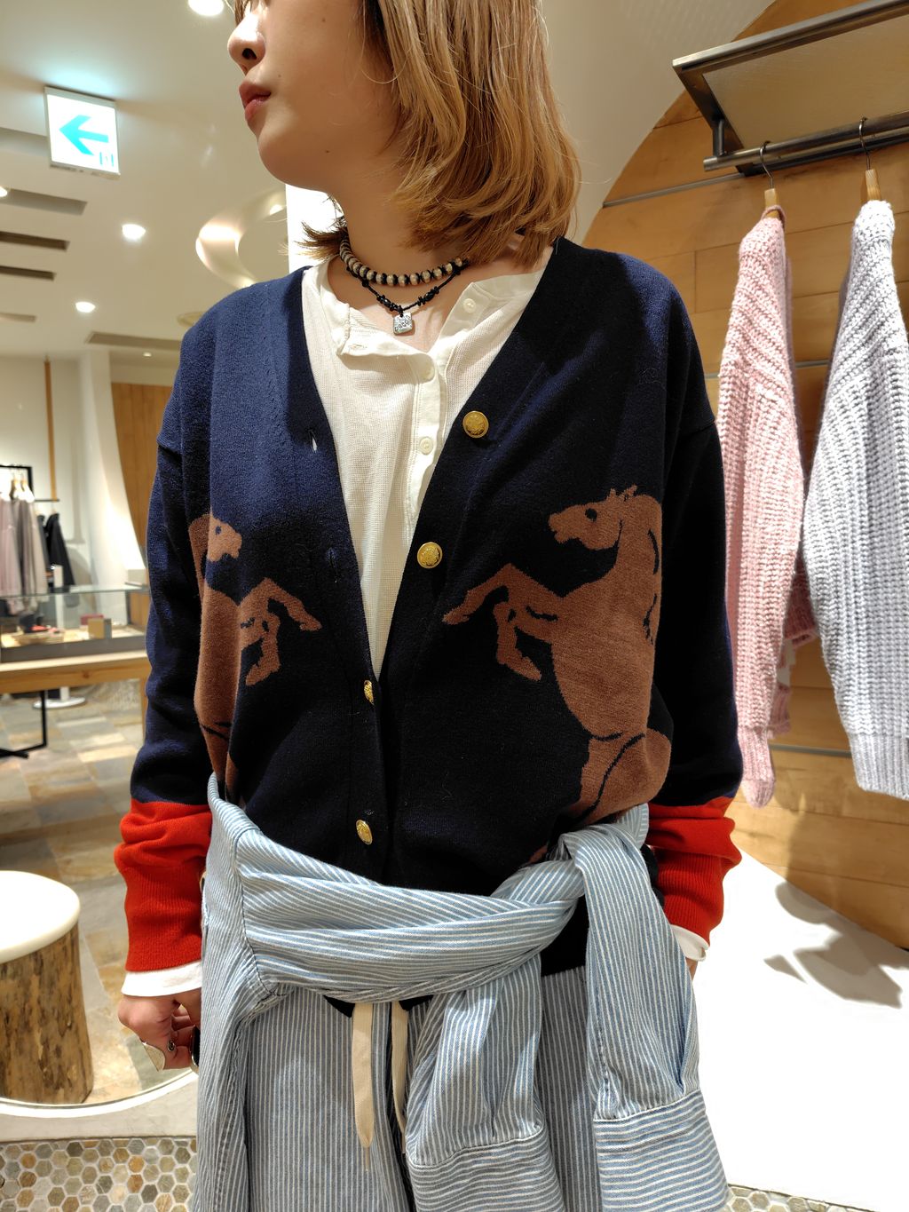 Horseインターシャ カーディガンのコーディネートスナップ（mahi