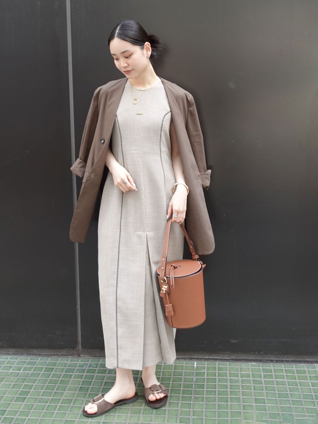 洗える】ドンゴロスカーブワンピースのコーディネートスナップ（ayano
