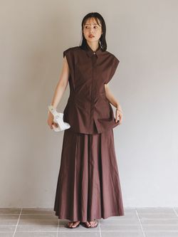 タックボリュームコットンスカート（ロング・マキシ丈スカート