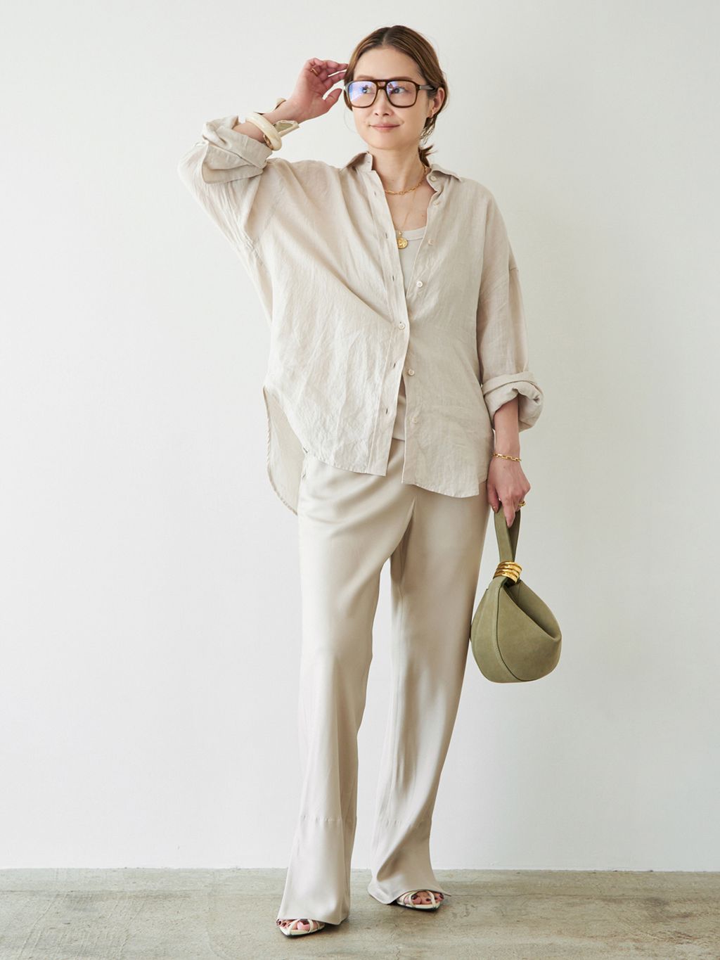 予約》* Linen シャツのコーディネートスナップ（MIZU）｜Deuxieme