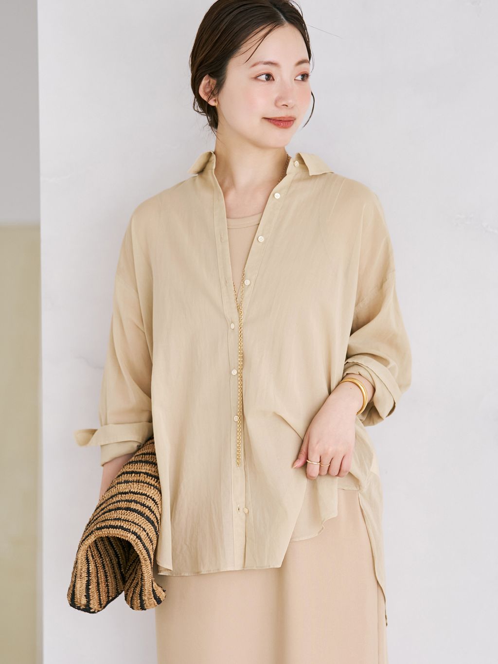 plage コットンシャツ new cotton sheer シャツのコーディネートスナップ（chihiro）｜Plage