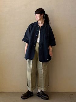 サキソニーチェック サルエルパンツのコーディネートスナップ（A.S