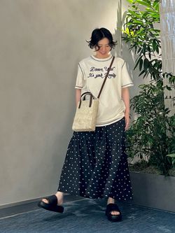 ドット キリカエギャザースカートのコーディネートスナップ（M,M