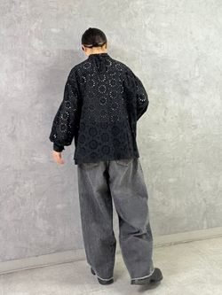 ジャーナルスタンダードラックス　ドットローン ハイネック パフスリーブブラウス ジャーナルスタンダードラックス ドットローン ハイネック