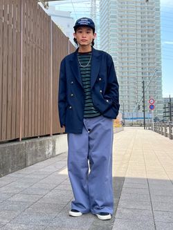TRツイル ネイビー ブレザーのコーディネートスナップ（わたしょ