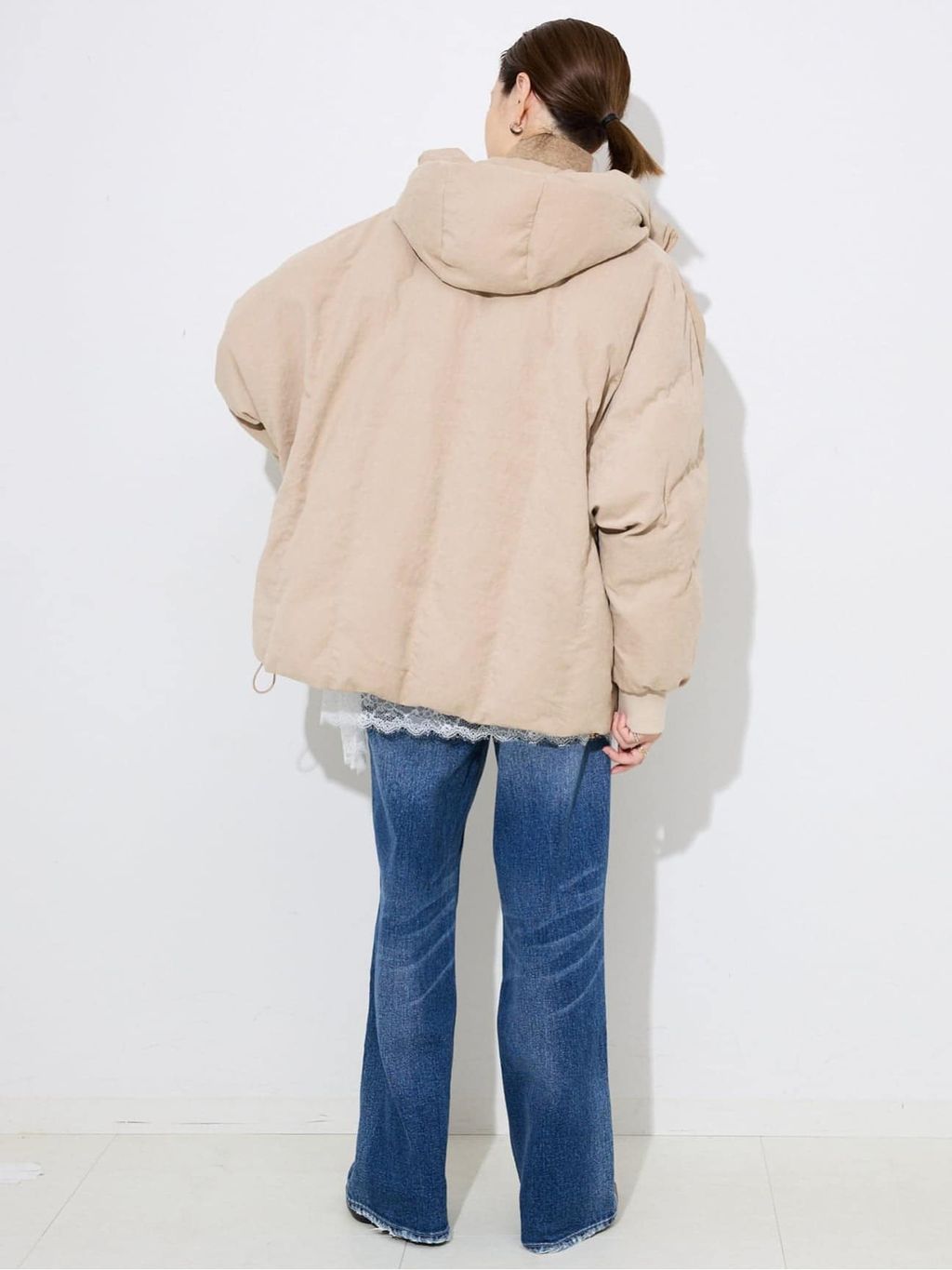 中綿ボリュームフードブルゾンのコーディネートスナップ（Sally